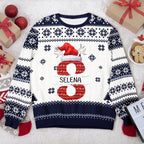 Custom Name Initial Letter Christmas Ugly Sweater - Personalized Family Gift