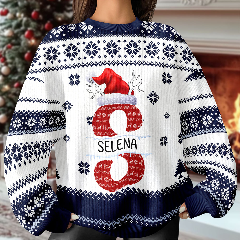 Custom Name Initial Letter Christmas Ugly Sweater - Personalized Family Gift