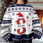 Custom Name Initial Letter Christmas Ugly Sweater - Personalized Family Gift