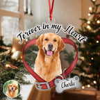 Custom Dog Photo Forever In My Heart - Memorial Acrylic Ornament