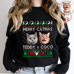 Custom Cat Photo Ugly Christmas Sweatshirt - Personalized Cat Lover Gift