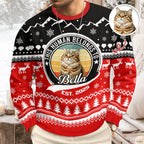 Custom Photo Human Belongs To Cat - Ugly Christmas Sweater For Pet Lovers