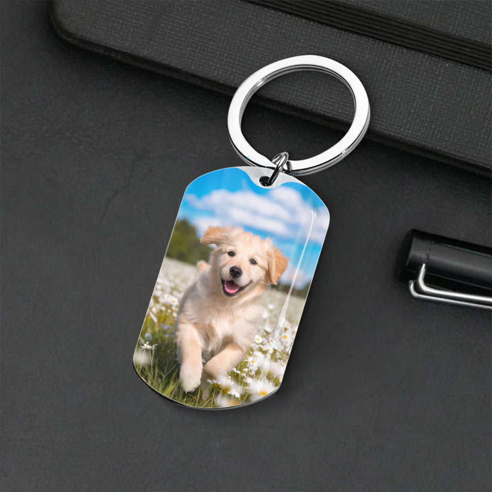 Custom Photo Don't Cry For Me - Memorial Metal Keychain - Sympathy Gift For Pet Owners