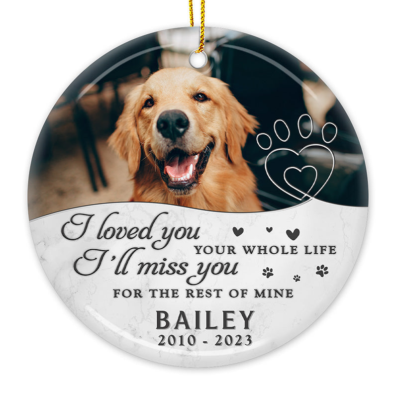 Custom Pet Memorial Ceramic Ornament - Miss You For The Rest Of My Life | Personalized Photo Gift