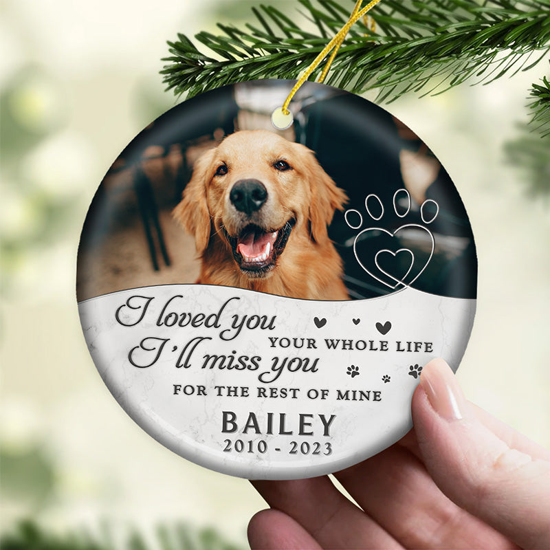 Custom Pet Memorial Ceramic Ornament - Miss You For The Rest Of My Life | Personalized Photo Gift